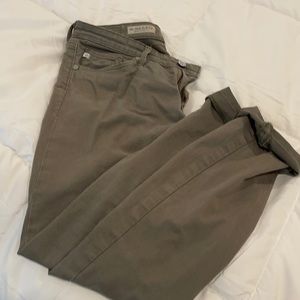 Olive roll up skinny jeans